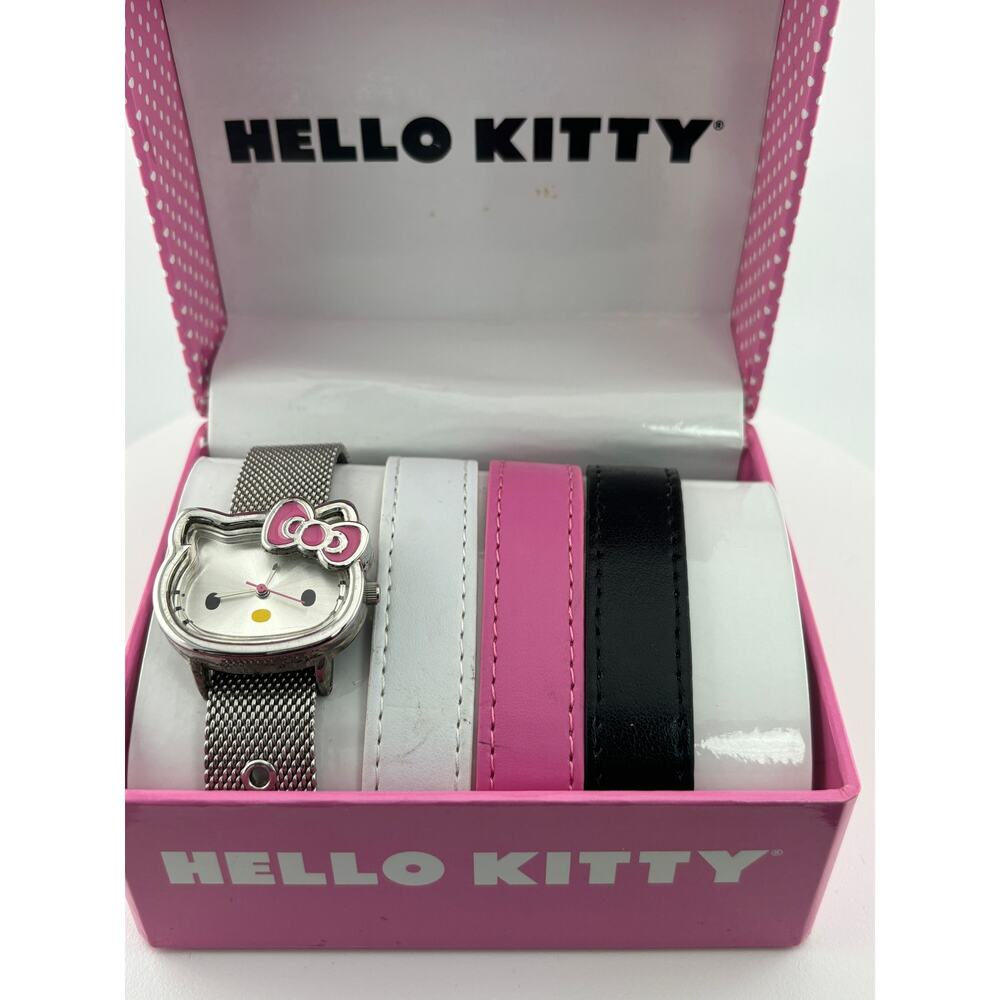 Hello Kitty Watch with Interchangeable Band Set. New in Box. Pink Bow